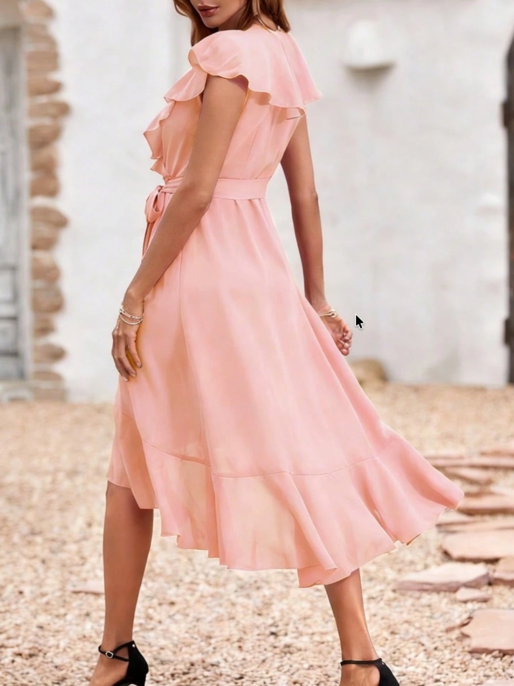 Boho ruffle hem wrap belted Maxi Dress - Picture 9 of 10